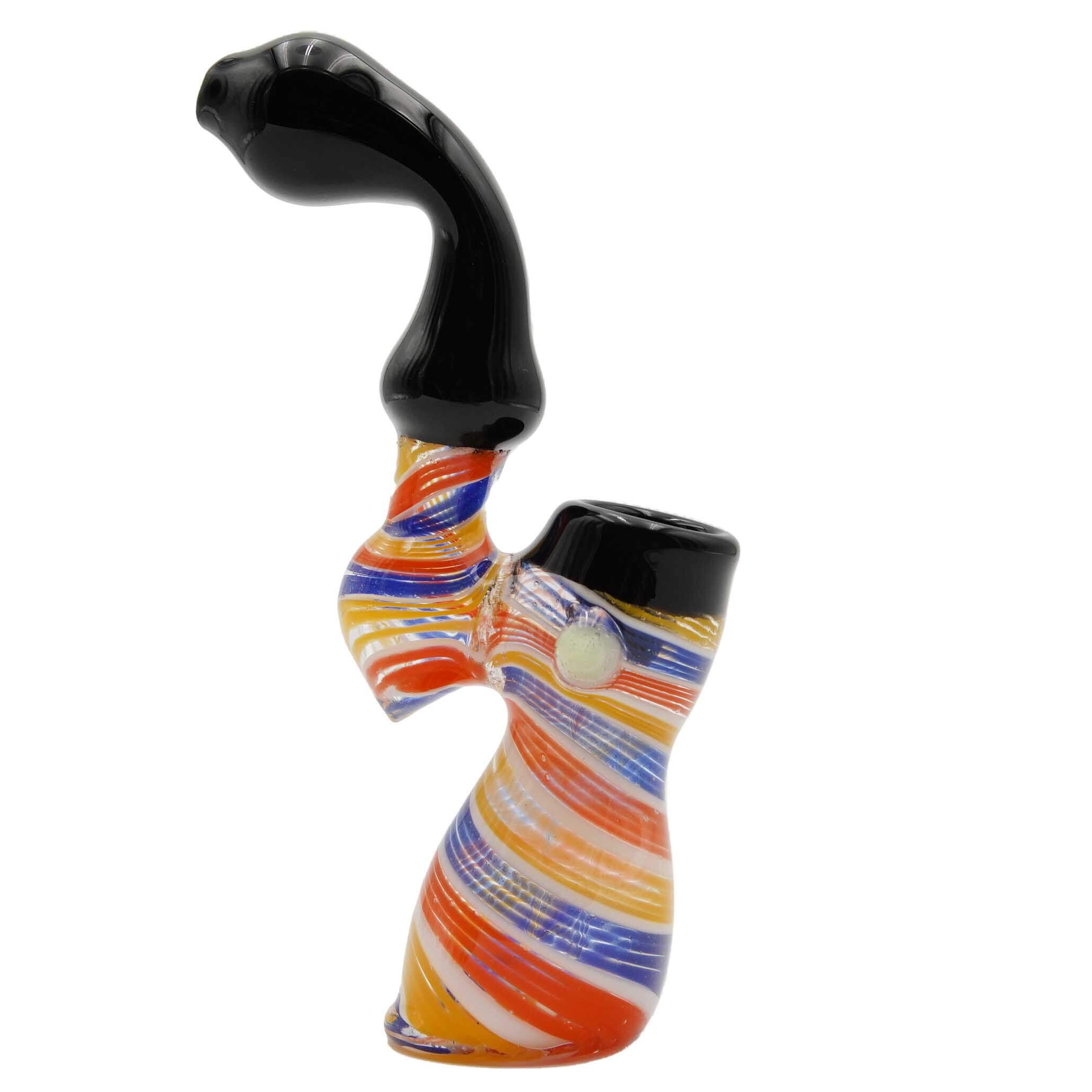 Fancy Artwork With Black Tube Joint Sherlock Bubbler (SB-4187) | 6 inch | Assorted Colors product image